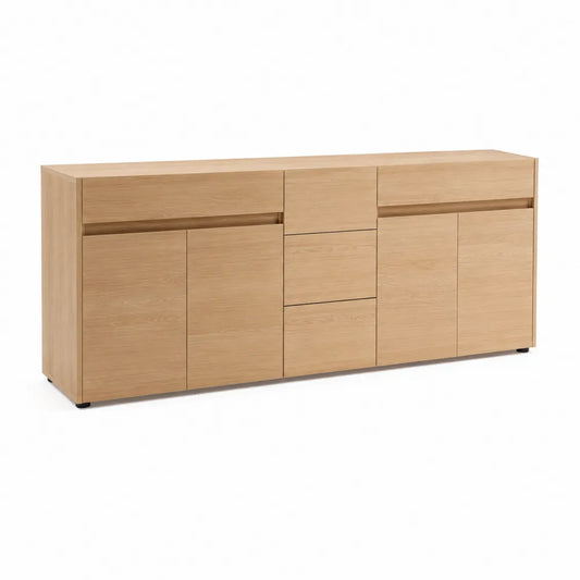 Sideboard Kommode 180 x 40 x 75 cm Holz Naturholzoptik mit Türen und Schubladen
