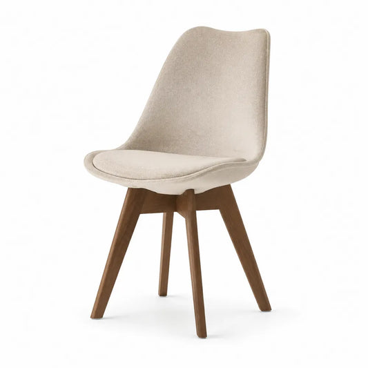 Esszimmerstuhl 50 x 55 x 82 cm Bouclé Polyester Holz Naturbraun Schalenform Beige